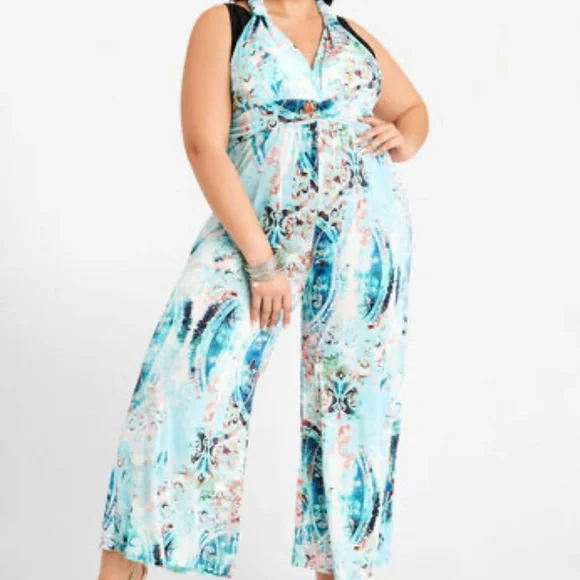 Ashley Stewart Paisley Coverup Jumpsuit NWT - Picture 1 of 2
